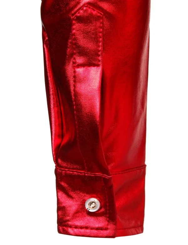 Camisa Metálica con Lentejuelas Rojas para Hombre - Bailongas | Brilla con Estilo - Imagen 5