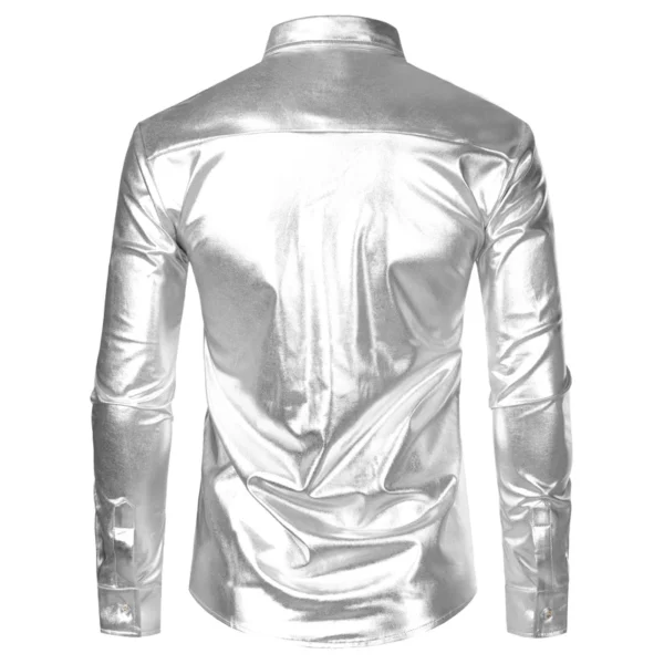 Camisa Plateada Hombre con Lentejuelas y Purpurina | Salsa y Bachata Show - Imagen 3
