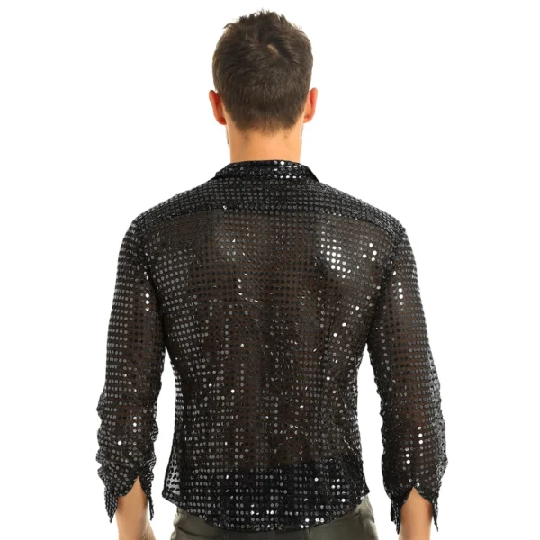 Camisa de Lentejuelas Hombre Manga Larga | Salsa y Bachata Escénica - Imagen 3