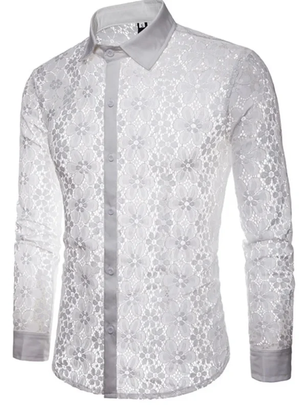 Camisa de Encaje Hombre Blanca o Negra | Estilo Latino para Salsa y Bachata - Imagen 4
