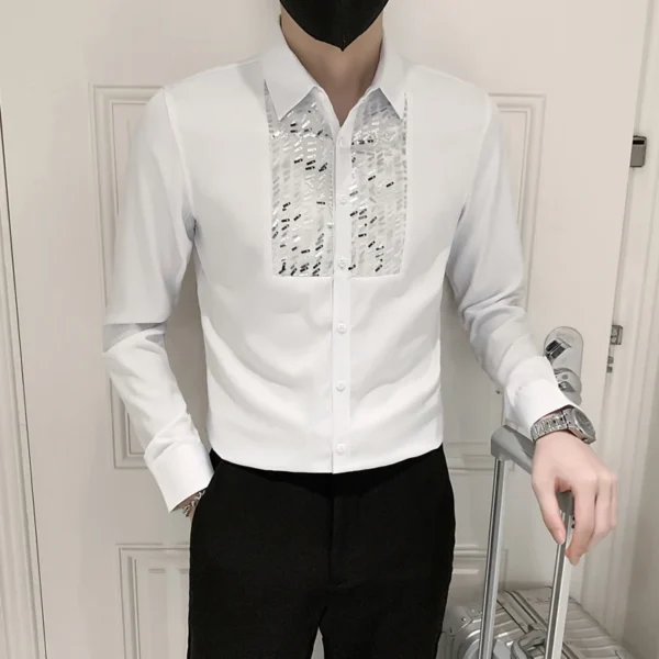 Camisa Esmoquin Hombre con Lentejuelas | Salsa y Bachata de Alta Clase - Imagen 2