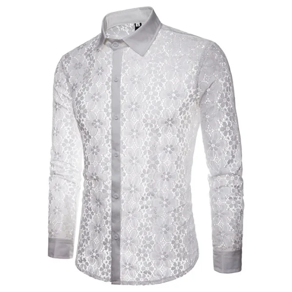 Camisa de Encaje Hombre Blanca o Negra | Estilo Latino para Salsa y Bachata - Imagen 3