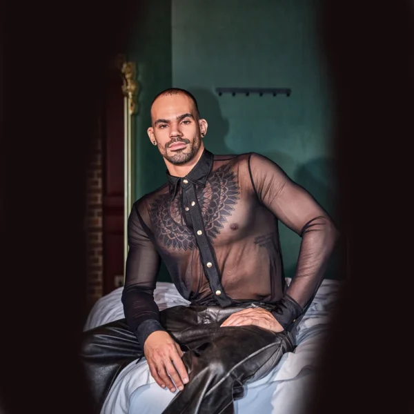 Camisa Transparente Fina Hombre | Estilo Sexy para Salsa y Bachata - Imagen 4