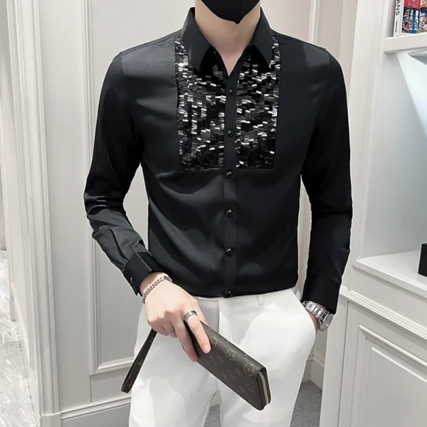 Camisa Esmoquin Hombre con Lentejuelas | Salsa y Bachata de Alta Clase - Imagen 3