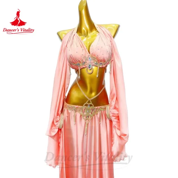 Conjunto de Traje de Danza del Vientre para Mujer - Sujetador y Falda Larga Dividida de Satén - Imagen 2