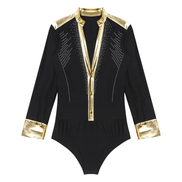 Body Hombre con Cuello en V y Detalle Dorado | Baile Latino, Salsa y Bachata - Imagen 4