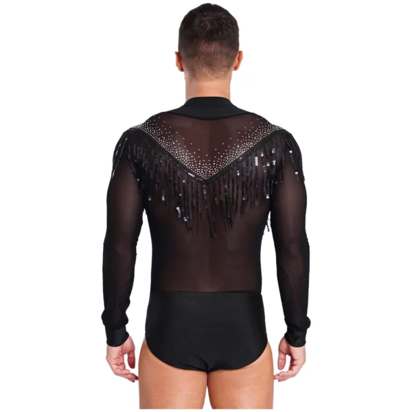 Body Transparente con Borlas y Lentejuelas para Hombre | Salsa y Bachata - Imagen 5