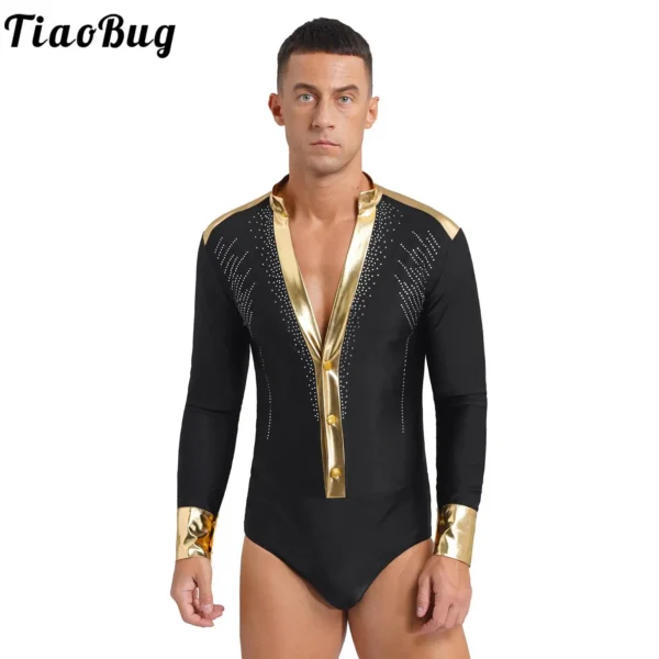 Body Hombre con Cuello en V y Detalle Dorado | Baile Latino, Salsa y Bachata