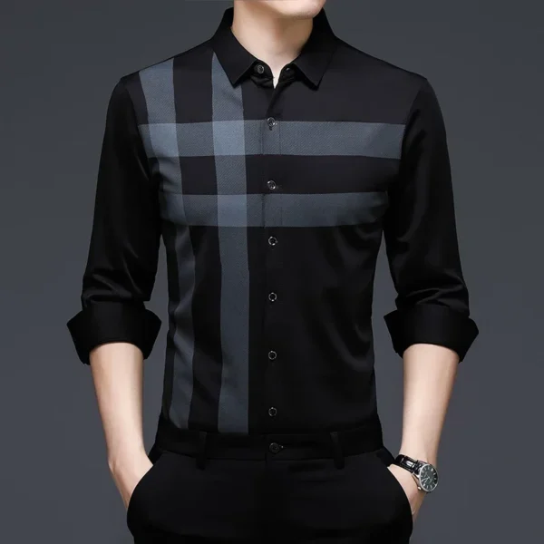 Camisa de Manga Larga con Diseño a Rayas para Hombre - Bailongas | Estilo y Elegancia para Cualquier Ocasión
