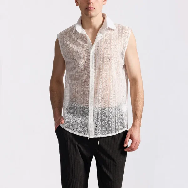 Camisa de Punto de Encaje de Malla para Mujer - Bailongas | Elegancia y Estilo en Cada Detalle - Imagen 4
