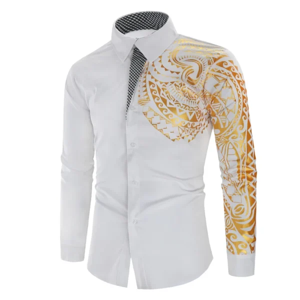 Camisa Dorada de Lujo Hombre Manga Larga | Ropa Baile Salsa y Bachata - Imagen 3