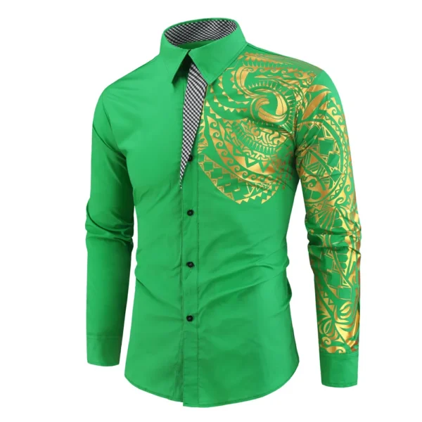 Camisa Dorada de Lujo Hombre Manga Larga | Ropa Baile Salsa y Bachata - Imagen 4
