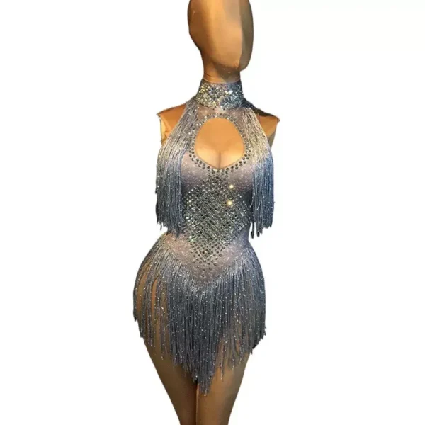 Vestido de Baile de Salsa Profesional Corto con Flecos - Estilo y Movimiento en Cada Paso - Imagen 3