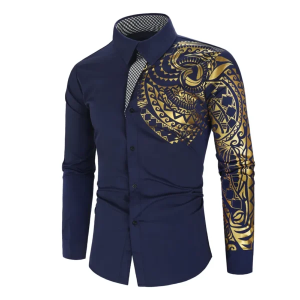 Camisa Dorada de Lujo Hombre Manga Larga | Ropa Baile Salsa y Bachata - Imagen 5