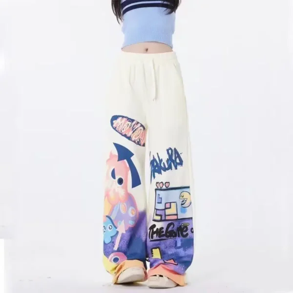 Pantalones Informales de Cintura Alta con Estampado de Grafiti para Mujer - Bailongas | Estilo Urbano y Comodidad en Cada Movimiento