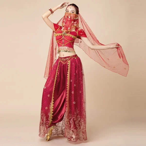 Lindo Conjunto de Pantalón y Blusa de Danza del Vientre - Comodidad y Estilo para Cada Movimiento - Imagen 2