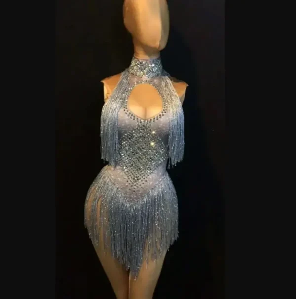 Vestido de Baile de Salsa Profesional Corto con Flecos - Estilo y Movimiento en Cada Paso