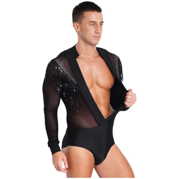 Body Transparente con Borlas y Lentejuelas para Hombre | Salsa y Bachata - Imagen 3