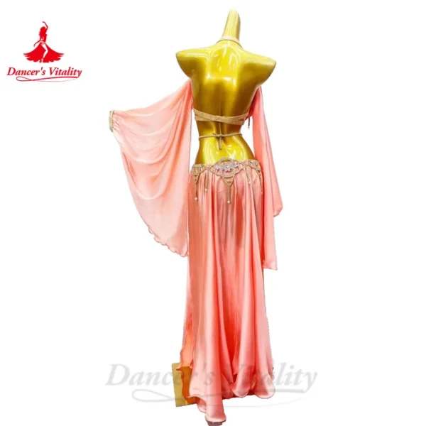 Conjunto de Traje de Danza del Vientre para Mujer - Sujetador y Falda Larga Dividida de Satén - Imagen 3