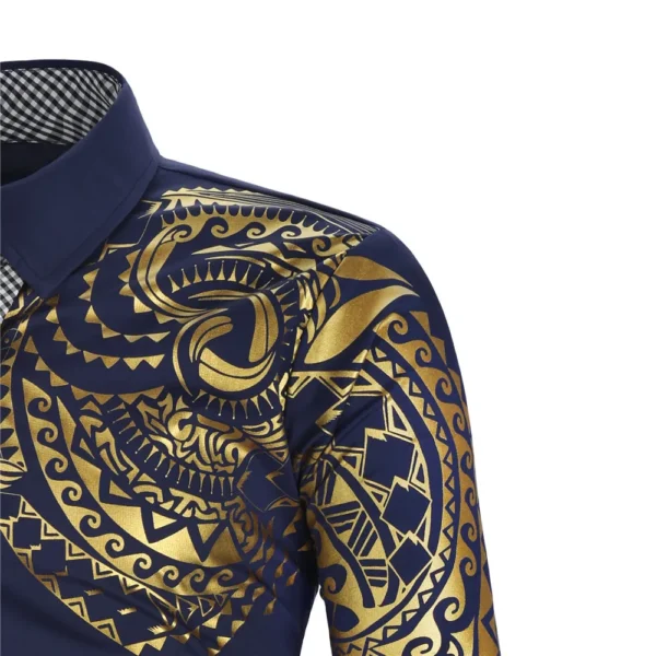 Camisa Dorada de Lujo Hombre Manga Larga | Ropa Baile Salsa y Bachata - Imagen 6