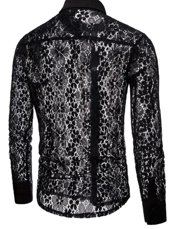 Camisa de Encaje Hombre Blanca o Negra | Estilo Latino para Salsa y Bachata - Imagen 2
