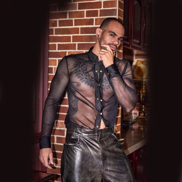 Camisa Transparente Fina Hombre | Estilo Sexy para Salsa y Bachata - Imagen 3
