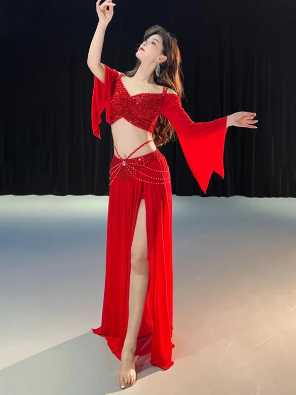Conjunto de Traje de Danza del Vientre - Top y Falda Elegantes para Bailarinas de danza vientre - Imagen 5