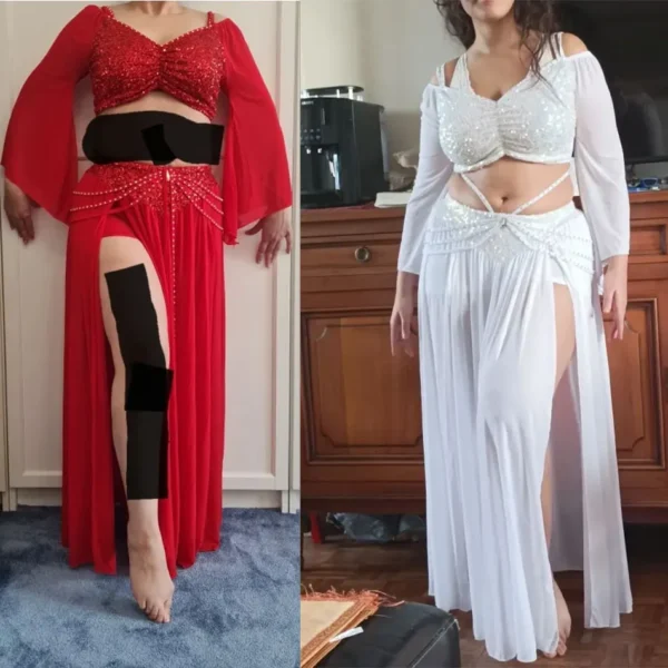 Conjunto de Traje de Danza del Vientre - Top y Falda Elegantes para Bailarinas de danza vientre - Imagen 3