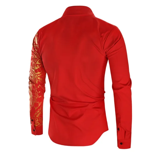 Camisa Dorada de Lujo Hombre Manga Larga | Ropa Baile Salsa y Bachata - Imagen 2