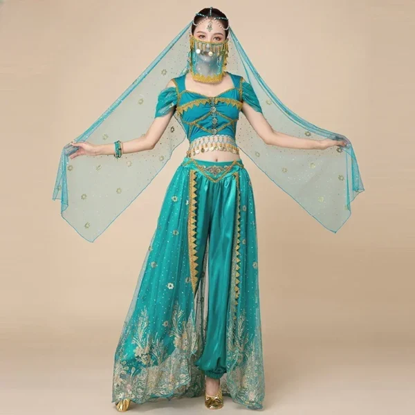 Lindo Conjunto de Pantalón y Blusa de Danza del Vientre - Comodidad y Estilo para Cada Movimiento - Imagen 4