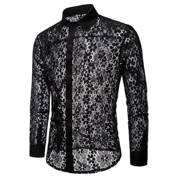 Camisa de Encaje Hombre Blanca o Negra | Estilo Latino para Salsa y Bachata