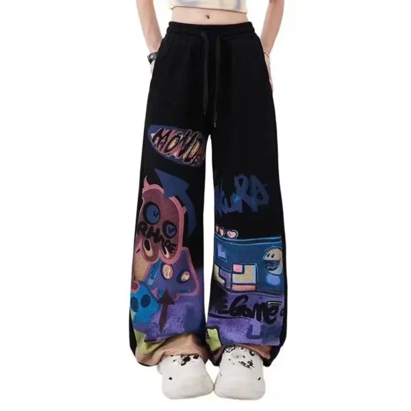 Pantalones Informales de Cintura Alta con Estampado de Grafiti para Mujer - Bailongas | Estilo Urbano y Comodidad en Cada Movimiento - Imagen 2