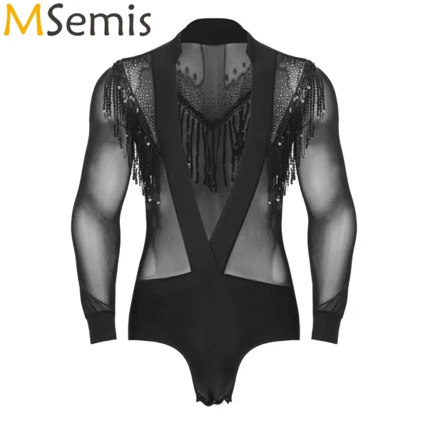 Body Transparente con Borlas y Lentejuelas para Hombre | Salsa y Bachata