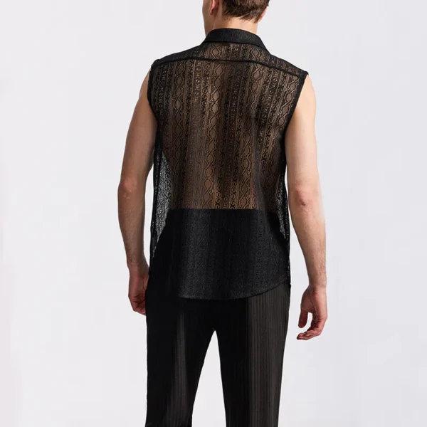 Camisa de Punto de Encaje de Malla para Mujer - Bailongas | Elegancia y Estilo en Cada Detalle - Imagen 3
