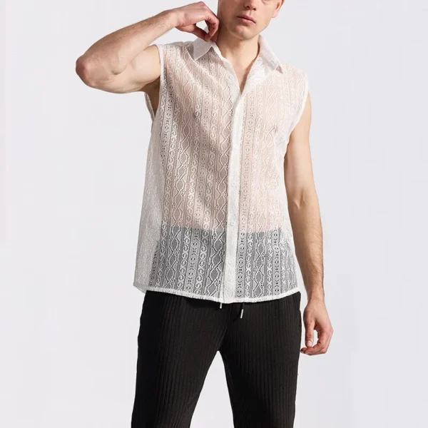 Camisa de Punto de Encaje de Malla para Mujer - Bailongas | Elegancia y Estilo en Cada Detalle - Imagen 5