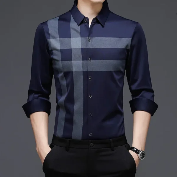 Camisa de Manga Larga con Diseño a Rayas para Hombre - Bailongas | Estilo y Elegancia para Cualquier Ocasión - Imagen 3
