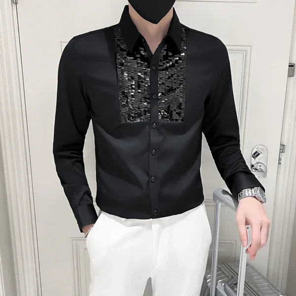 Camisa Esmoquin Hombre con Lentejuelas | Salsa y Bachata de Alta Clase