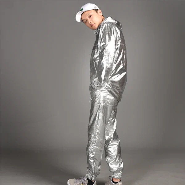 Sudaderas con Capucha Brillantes de Hip Hop – Plateadas, Doradas y Negras para Bailarines - Imagen 4