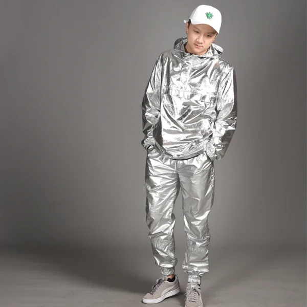 Sudaderas con Capucha Brillantes de Hip Hop – Plateadas, Doradas y Negras para Bailarines - Imagen 2