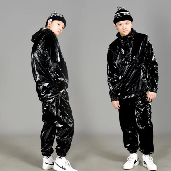 Sudaderas con Capucha Brillantes de Hip Hop – Plateadas, Doradas y Negras para Bailarines - Imagen 5
