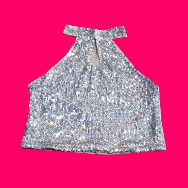 Top Corto Halter con Lentejuelas para Baile de Jazz Sexy – Brilla en el Escenario - Imagen 4