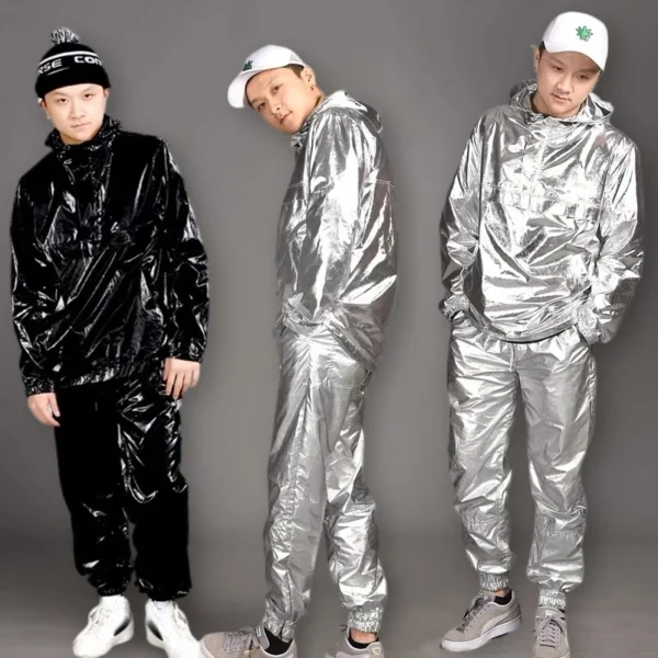 Sudaderas con Capucha Brillantes de Hip Hop – Plateadas, Doradas y Negras para Bailarines