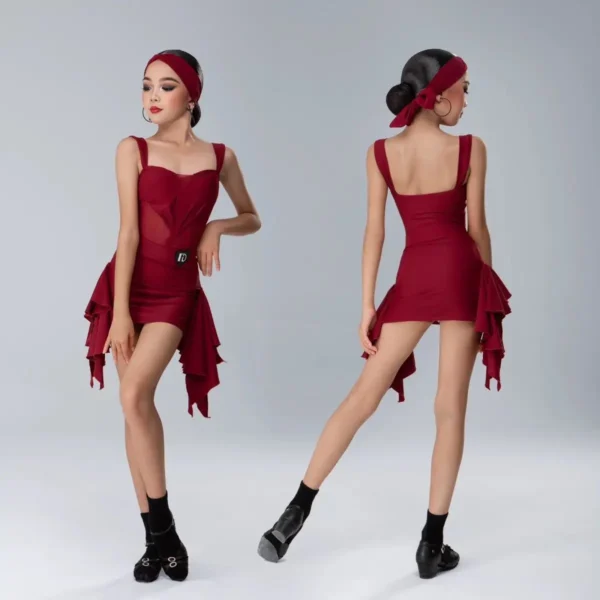 Conjunto de Vestido de Baile Latino de Tango de Verano – Comodidad y Estilo para el Baile - Imagen 4
