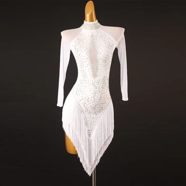 Vestido de Baile Latino de Competición con Diamantes de Imitación – Brilla en el Escenario - Imagen 2