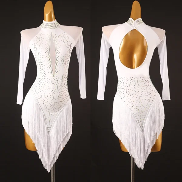 Vestido de Baile Latino de Competición con Diamantes de Imitación – Brilla en el Escenario