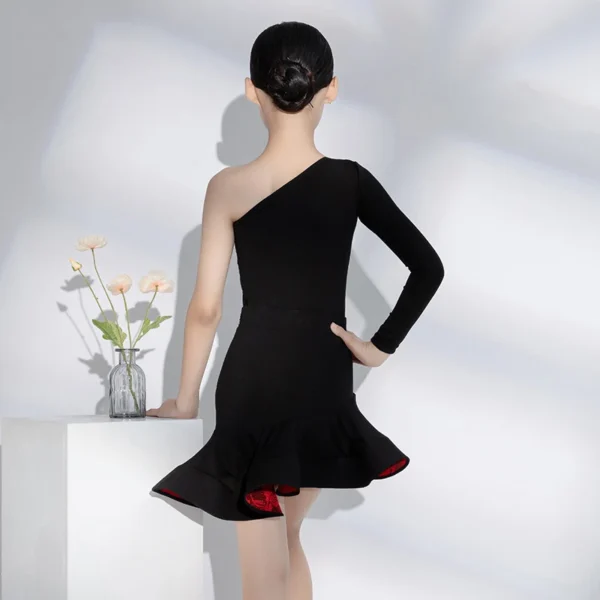 Traje de tango Profesional para Niñas – Falda Dividida y Manga Única - Imagen 3