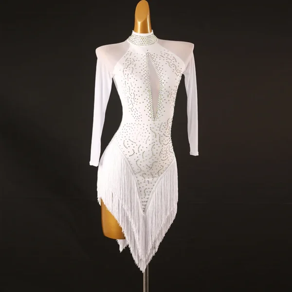 Vestido de Baile Latino de Competición con Diamantes de Imitación – Brilla en el Escenario - Imagen 4