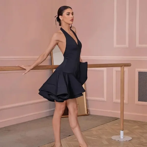 Vestido de Tango para Adultos de Mujer Negro, Sin Espalda y Sin Mangas – Sensualidad y Estilo en Cada Movimiento - Imagen 5