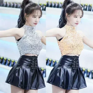 Top Corto Halter con Lentejuelas para Baile de Jazz Sexy – Brilla en el Escenario