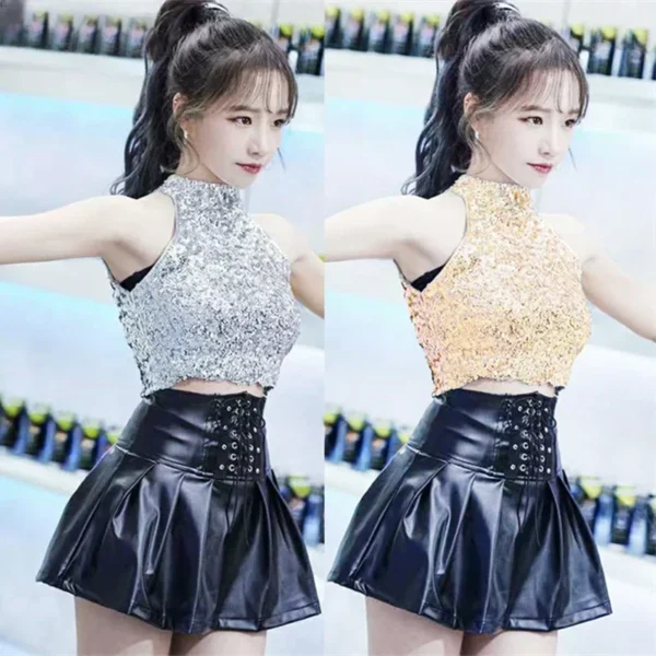 Top Corto Halter con Lentejuelas para Baile de Jazz Sexy – Brilla en el Escenario